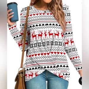 *NEW*HOTGIFT Women's Winter Fall Christmas Top Long Sleeve Casual T-shirt Size M